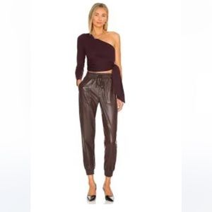 BCBGENERATION Milk Chocolate Faux Leather Joggers Sz: S